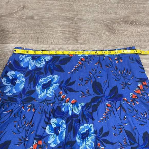 Ann Taylor LOFT Floral Tiered Mini Skirt Blue and Red 14 - Picture 4 of 11